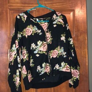 Floral Sheer Bomber Jacket